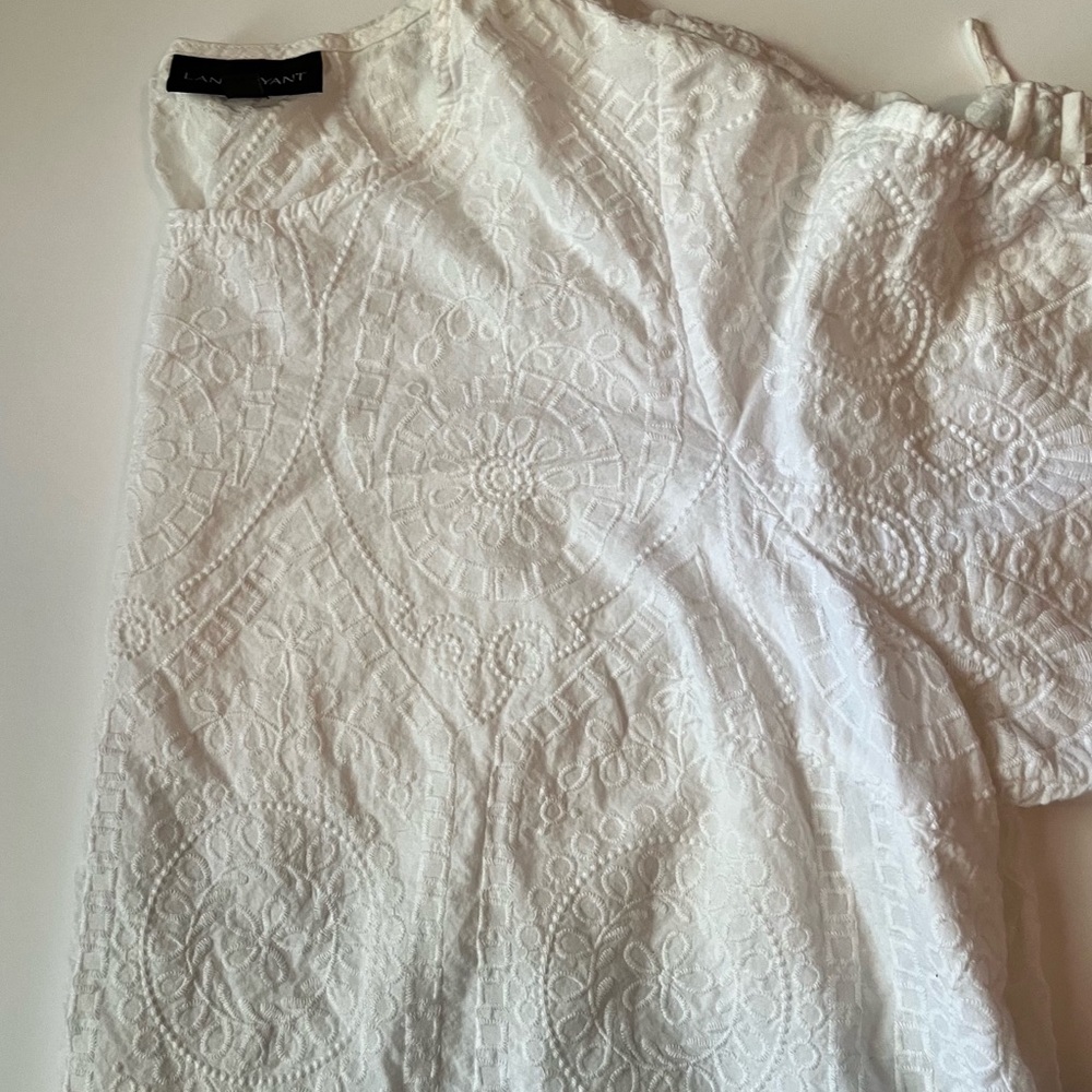 Lane Bryant Eyelet Blouse White Size 20